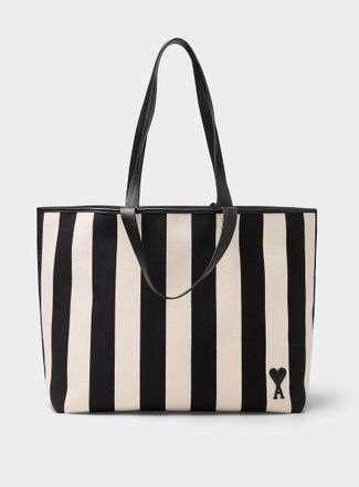Ami Womens Ami de Coeur striped cotton tote bag