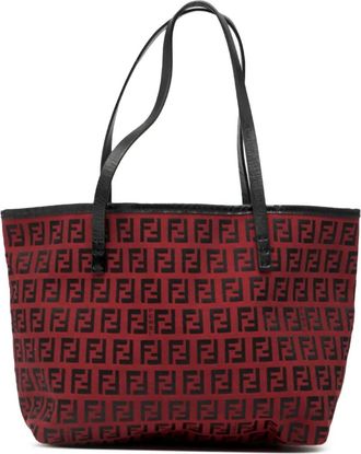 Fendi Borsa tote Roll in tela con motivo Zucchino 2000-2010 - Rosso