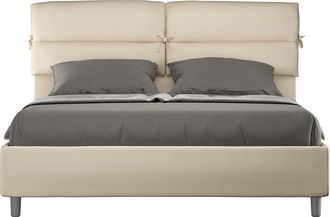 Les Tendances Les Tendances - Letto Matrimoniale Rivestito In Similpelle - Nandy - Dimensione Rete: 160x210 - Colore: Tortora - Tipologia Letto: Alzata Doppia