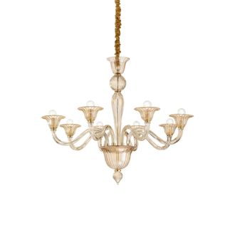 Ideal Lux Brigitta - L&aacute;mpara Colgante De 8 Luces, &Aacute;mbar, E14 - Ideal Lux