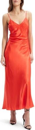 Bardot Avoco Lace Trim Midi Slipdress in Fire Red at Nordstrom Rack, Size 6
