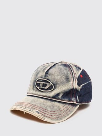Diesel Cappello da baseball in denim candeggiato con logo Oval D