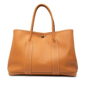 Herm&egrave;s Brown Orange Negonda Leather Handbag Tote Bag (Pre-Owned)