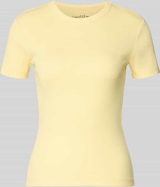 Only Slim Fit T-Shirt aus Bio-Baumwoll-Mix Modell VAL LIFE in GELB, Gr&ouml;&szlig;e XL