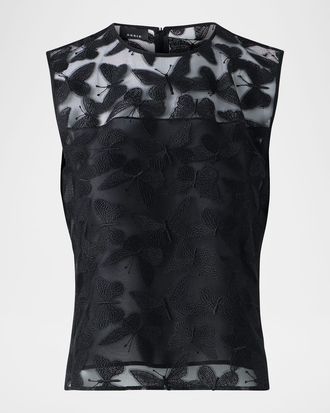 Akris Butterfly Embroidered Sleeveless Top