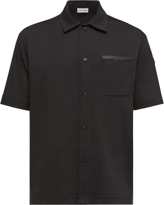 Moncler Moncler Leather Logo Cotton Short Sleeve Shirt, Men, Black, Size: Xl