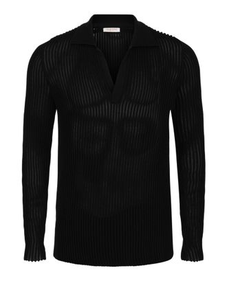 Valentino Ribbed Knit Polo Sweater