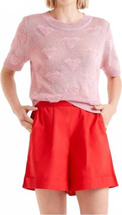 Compa&ntilde;&iacute;afant&aacute;stica Crochet Heart Sweater In Pink