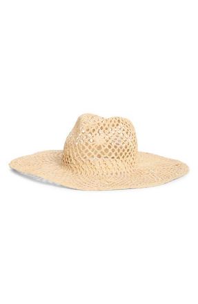 Nordstrom Floral Crochet Cowboy Hat in Natural at Nordstrom