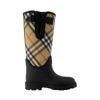 Burberry Rain Boots, female, Black, Size: 10 US Marsh Stamp High Boots