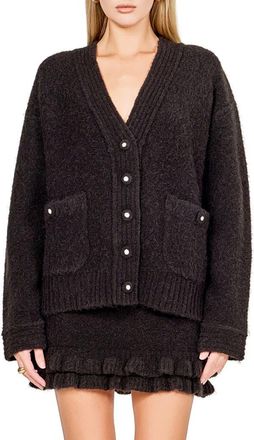 endless rose Fuzzy Oversize Cardigan in Black at Nordstrom, Size X-Small