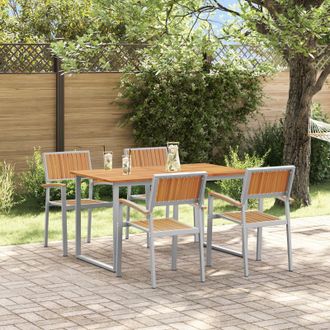 Berkfield Home Garden Dining Set Set of 5 Grey Steel Durable Dining Set
