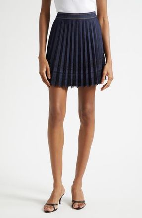 Cinq &agrave; Sept Guipure Lace Trim Laney Skirt in Indigo/navy at Nordstrom, Size 12