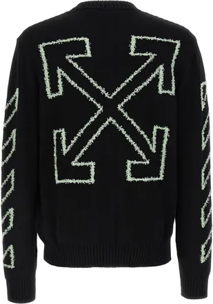 Off-white Logo-Embroidered Diag Outline Cotton Sweater - Black