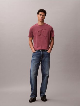 Calvin Klein Jeans Calvin Klein Mens Embossed Monogram Classic T-Shirt - Red - 2XL
