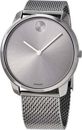 Movado Bold Grey Dial Stainless Steel Mesh Mens Watch 3600599