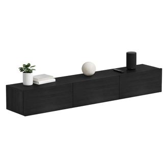 Dmora Mueble Para Tv Lariano, 3 Puertas, 3 Compartimentos, Apertura Abatible, 180x31x26h Cm Negro