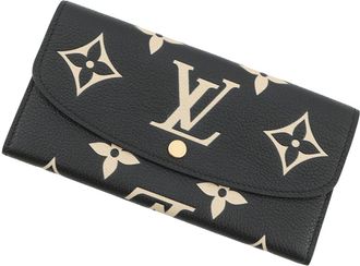 Louis Vuitton Beige Black Noir Monogram Empreinte Long Wallet (Tri-Fold) (Pre-Owned)