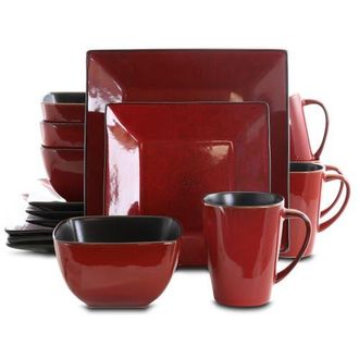 Elama Harland Loft 16 Piece Modern Premium Stoneware set with Complete Setting for 4 in Red at Nordstrom