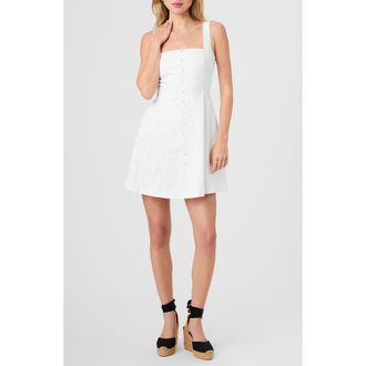 French Connection Stretch Cotton Sateen Button-Up Minidress in Summer White at Nordstrom, Size 10