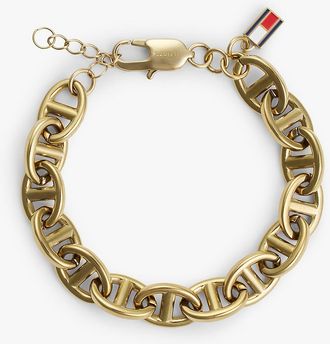 Tommy Hilfiger Womens Gold-Plated Mariner-Link Chain Bracelet - Yellow
