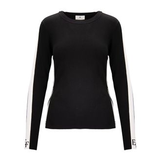 Elisabetta Franchi Round-neck Knitwear, female, Black, Size: XL Round-neck Sweatshirt