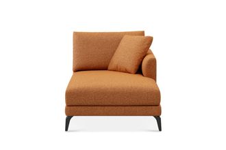 Castlery Lena Right Chaise Sofa Customized, Performance Boucle in Rust, Matte Black Legs, Spill Resistant, Removable Covers for Castlery Sofas