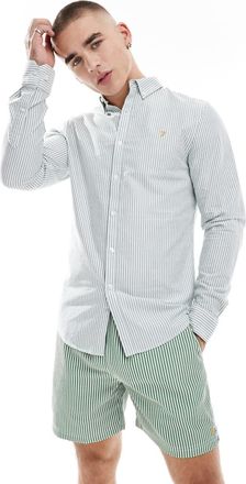 Farah Brewer - Camicia a maniche lunghe vere a righe bianche-Verde