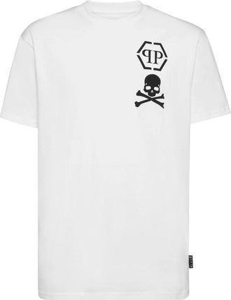 Philipp Plein T-Shirt Ronde Hals Skull&Bones - Heren - T-shirts - Wit - 3XL - Katoen - Tops
