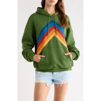 Aviator Nation Mountain Stitch Chevron Hoodie in Palm at Nordstrom, Size Large