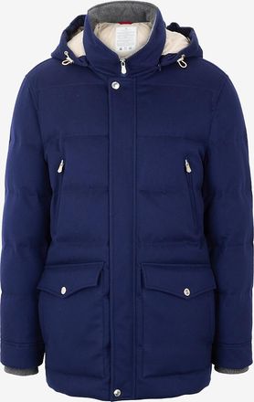 Brunello Cucinelli Hochwertiger Flanellmantel mit Stehkragen