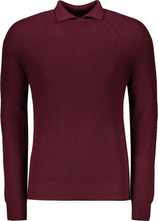 Moorer Bordeaux trui met lange mouwen en kraag - Heren - Ronde hals truien - Rood - M - Wol - Truien & Vesten