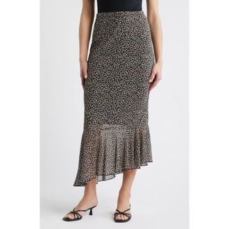 Loveappella Leopard Print Mesh Midi Skirt in Taupe at Nordstrom, Size X-Small