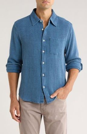 Corridor Pigment Dyed Cotton Waffle Button-Up Shirt in Indigo at Nordstrom Rack, Size Small