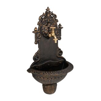 Relaxdays Relaxdays - Fuente Jard&iacute;n Exterior, Dispensador Agua, Lavabo Y Grifo, Bebedero, 61x35x18 Cm, Hierro Fundido, Bronce
