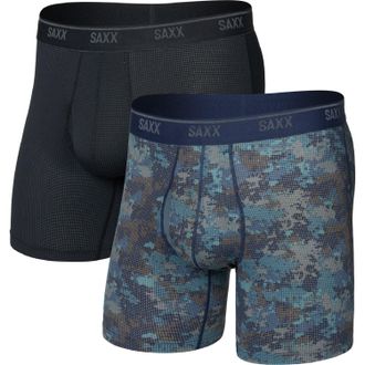 Saxx Mens Quest Quick-Dry Boxer Briefs - Package of 2 Black XXL