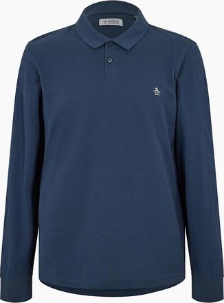 Original Penguin Mens Cotton Long Sleeve Polo Shirt - Navy - Size: 2X large