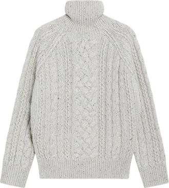 Toteme Kabeltrui met col - Dames - Coltruien - Beige - M - Wol - Truien & Vesten