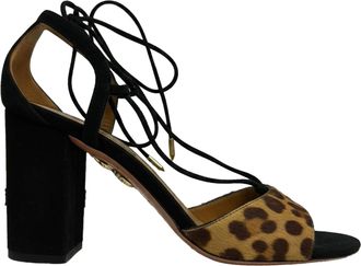 Aquazzura Pre-owned Womens Aquazzura Austin Lace-Up Sandals in Animal Print Calf Hair - Multicolour Pony - Size EU 39