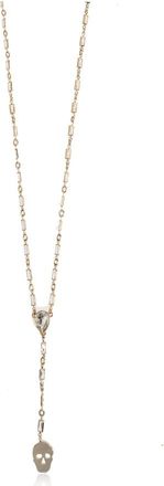 Alexander McQueen Halsketting met schedel en zirkonia - Dames - Kettingen - Geel - ONE Size - Accessoires