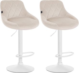 Clp Clp - Set De 2 Taburetes Lazio En Terciopelo Crema Blanco