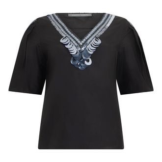 Alberta Ferretti Tops, Dames, Zwart, S, T-shirt met V-hals