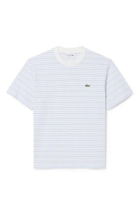 Lacoste Essentials Stripe Cotton T-Shirt in Phoenix Blue/Flour at Nordstrom, Size 8