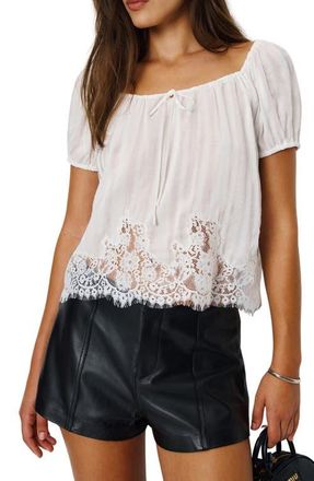 Reformation Rhia Lace Hem Top in White at Nordstrom, Size X-Large