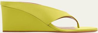 Alaia 75mm Cube Satin Thong Wedge Sandals