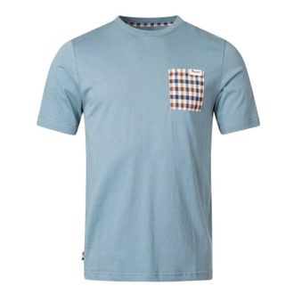Aquascutum Heren Gecheckte Borstzak Actieve T-Shirt (Blauw)