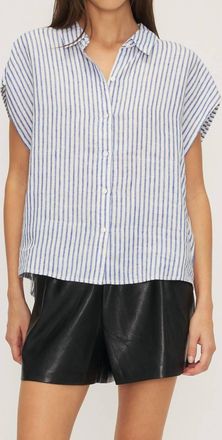 M&eacute;lissa Nepton Simon Button Stripe Top In Royal Stripe