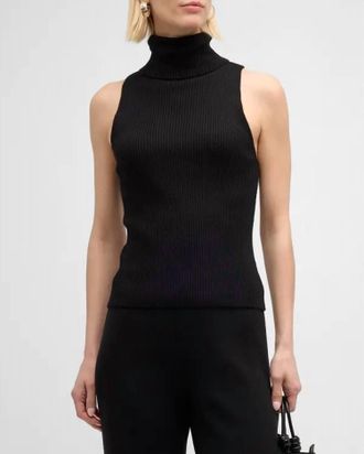 Enza Costa Knit Cashmere Sleeveless Sweater In Black