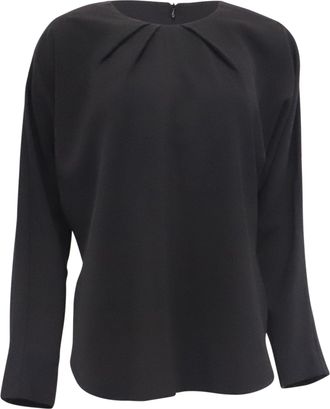 Toteme Gathered-Neck Long Sleeve Blouse in Black Viscose