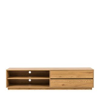 DRAWER Mueble de TV con 2 cajones, 2 huecos de madera L180cm - Madera clara